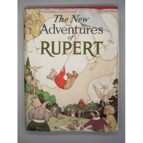 690 - A New Adventures of Rupert, First Edition, illustrations in red and black, red pictorial cloth, dust... 