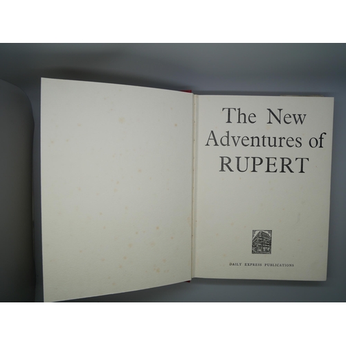 690 - A New Adventures of Rupert, First Edition, illustrations in red and black, red pictorial cloth, dust... 