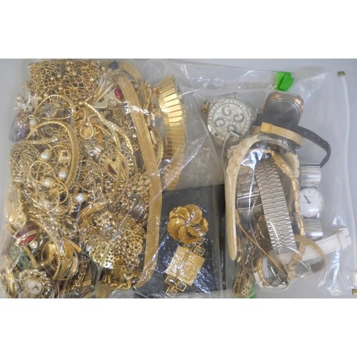 697 - A collection of gold tone jewellery and a collection of wristwatches, Rotary, Wostok and others