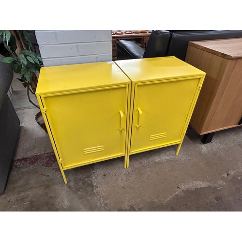 3158 - A pair of yellow industrial style cabinets