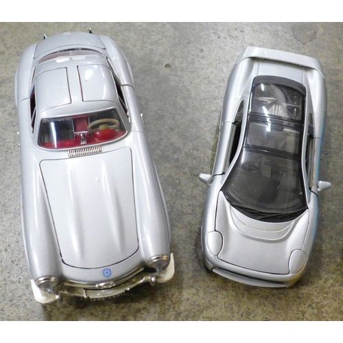 708 - A collection of model cars including Bburago Porsche x2, Mercedes, Kinsmart Porsche and Airfix VW Be... 