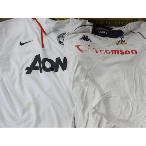 710 - Football shirts, vintage including Liverpool, Manchester United, England, Tottenham, Nottingham  For... 