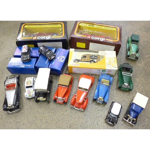 718 - A collection of model cars and vans including Corgi, Mercedes 300c and Corgi Jaguar XK120