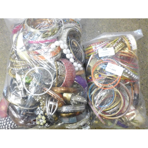 724 - Two bags of costume jewellery