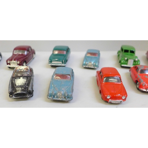 730 - Fourteen Dinky, Corgi and Solido model vehicles and a GTP tin plate car