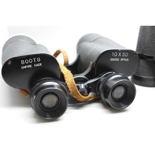 751 - Two pairs of binoculars including Boots 10 x 50, both with cases