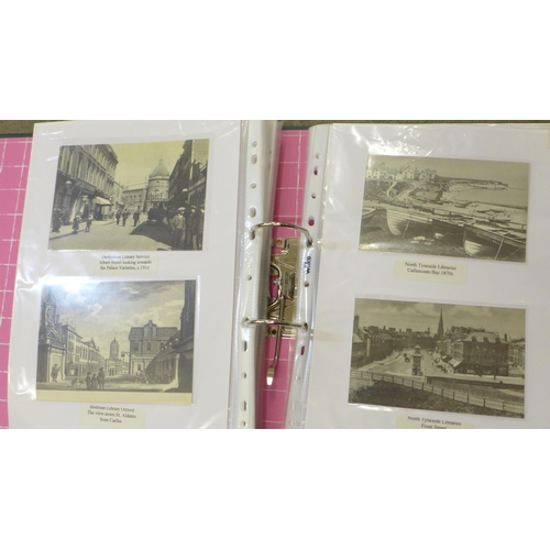 752 - Two albums containing a large collection of postcards, one album containing approximately 160 catalo... 