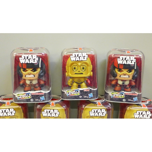 760 - Nine Star Wars Mighty Muggs, C-3PO and Poe D'Ameron