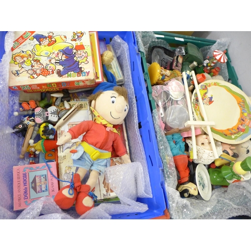 780 - Vintage toys including a Noddy soft toy and games, Turboplan 32 model plane, C of E The Penny-a-Week... 