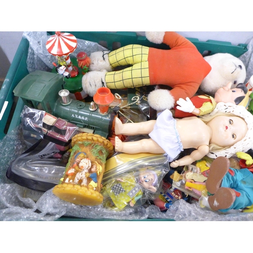 780 - Vintage toys including a Noddy soft toy and games, Turboplan 32 model plane, C of E The Penny-a-Week... 