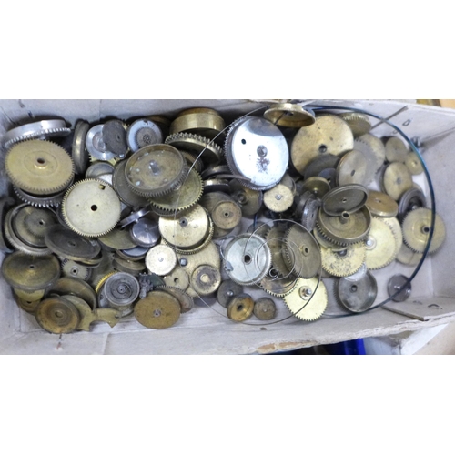 781 - A box of mixed watch parts, silver case, fob watch, a small box of vintage watches for repair, Alber... 