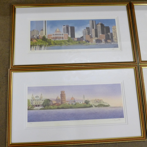 785 - Seven S Cook limited edition prints, framed