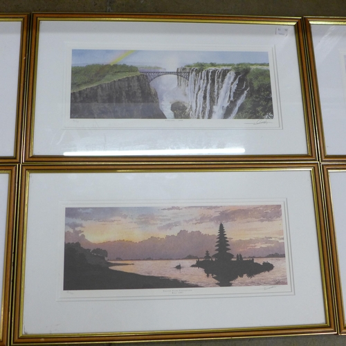 785 - Seven S Cook limited edition prints, framed