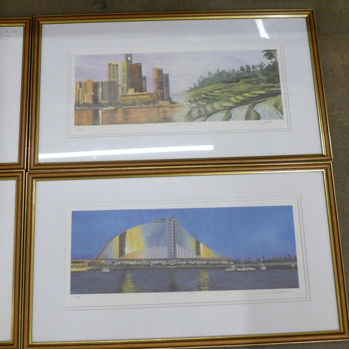 785 - Seven S Cook limited edition prints, framed