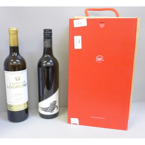 799 - A Virgin Wines Presentation box with two bottles of wine **PLEASE NOTE THIS LOT IS NOT ELIGIBLE FOR ... 