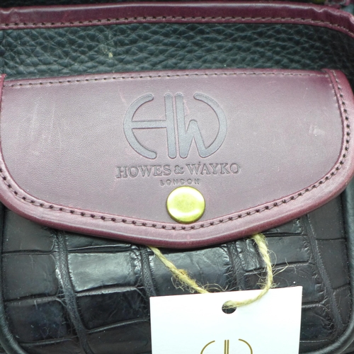 817 - A Howkes & Wayko leather & crocodile skin cartridge bag, RRP £200