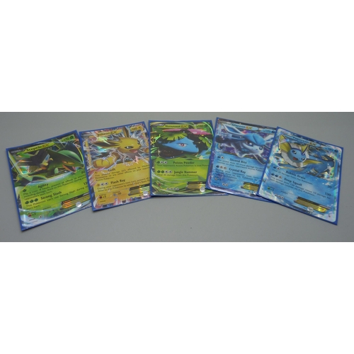 823 - Five vintage holographic Ex Pokemon cards