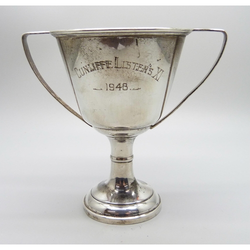 835 - A small silver trophy with inscriptions, Birmingham, 1934, 10cm, 73g