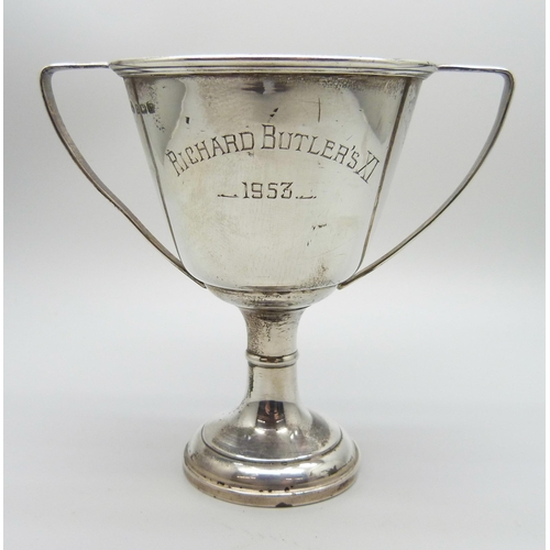 835 - A small silver trophy with inscriptions, Birmingham, 1934, 10cm, 73g