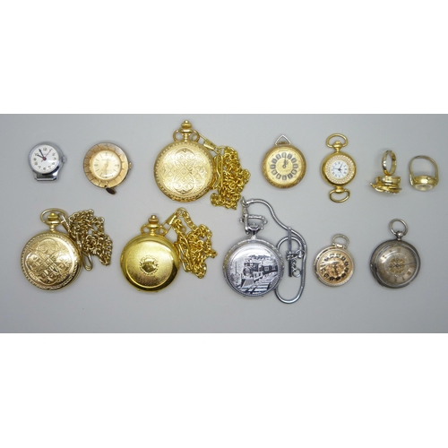 840 - A collection of pocket watches including a silver fob watch