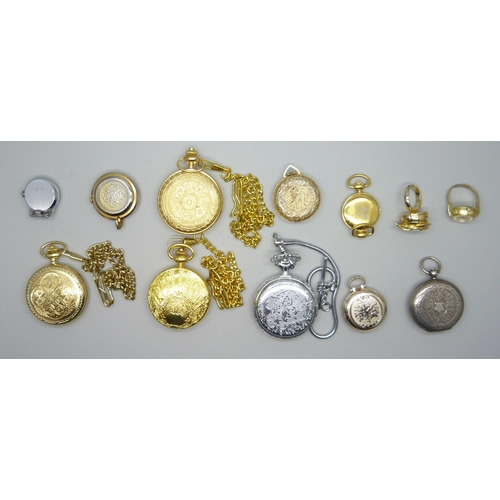 840 - A collection of pocket watches including a silver fob watch