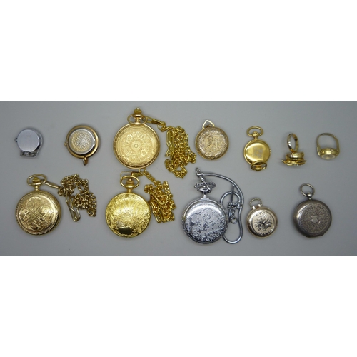 840 - A collection of pocket watches including a silver fob watch