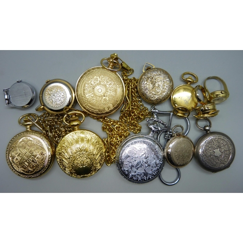 840 - A collection of pocket watches including a silver fob watch