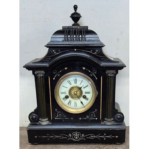 373 - An early 20th Century German H.A.C. ebonised mantle clock