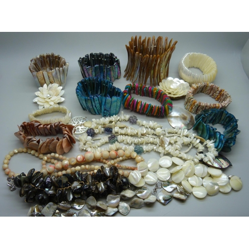 857 - A collection of mother of pearl jewellery