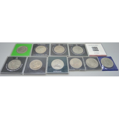 861 - A collection of commemorative crowns and other coins