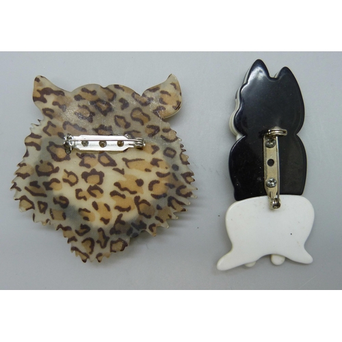 869 - Two Art Deco style brooches, Tiger & Husky