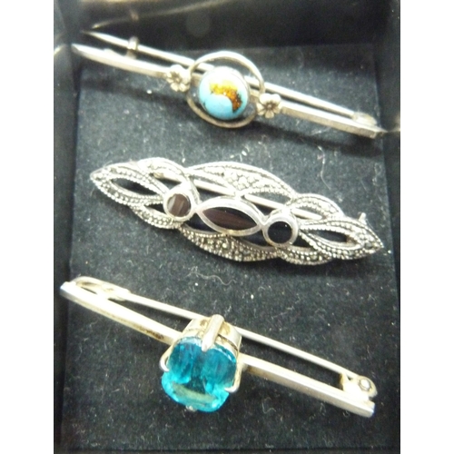 872 - Silver jewellery - five pairs of earrings, a bracelet and three brooches