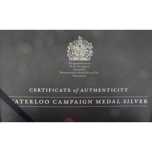 886 - The Waterloo Campaign Commemorative Medal, .925 sterling silver, boxed & with certificate