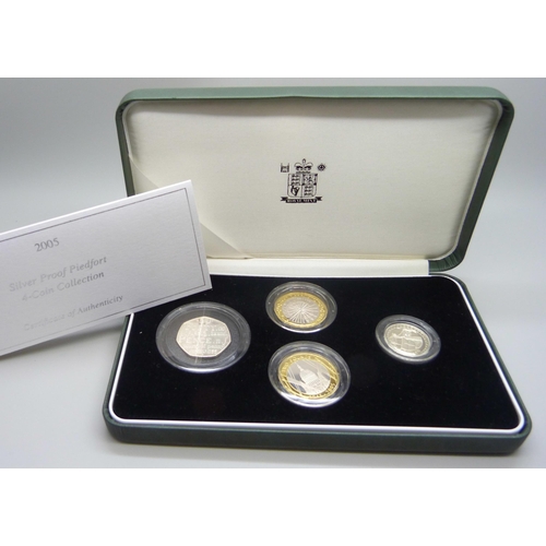 889 - A 2005 Silver Proof Piedfort 4-Coin Collection, boxed and with certificate