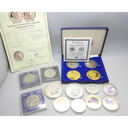 893 - A collection of commemorative coins including a Queen's Golden Jubilee Tower Mint set in box