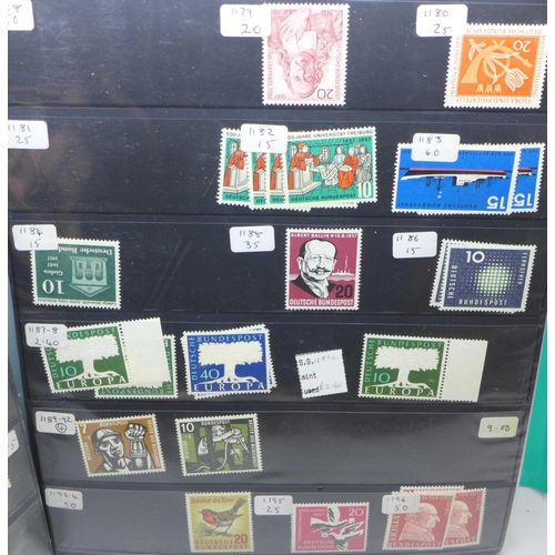 911 - A file of mint German stamps, ex-dealer stock 3rd Reich onwards, catalogues £1,000+