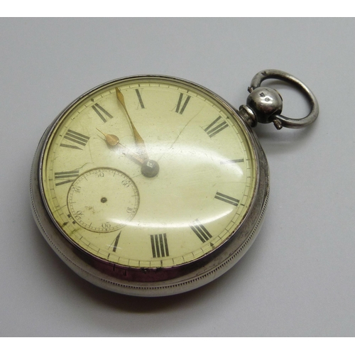 924 - A silver cased fusee pocket watch, London, 1877