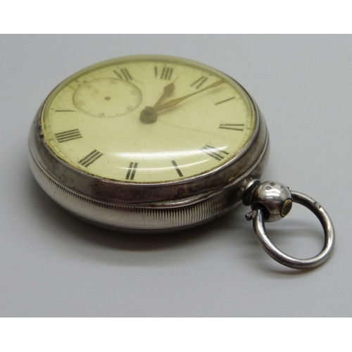 924 - A silver cased fusee pocket watch, London, 1877