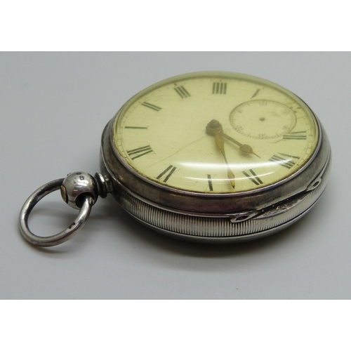 924 - A silver cased fusee pocket watch, London, 1877