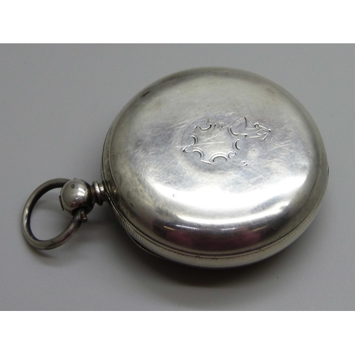 924 - A silver cased fusee pocket watch, London, 1877