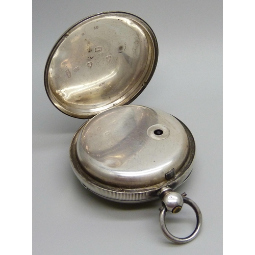 924 - A silver cased fusee pocket watch, London, 1877