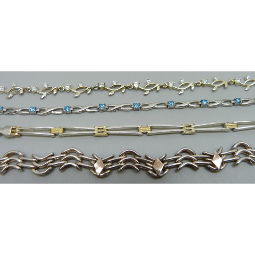 979 - Four silver bracelets, 37g