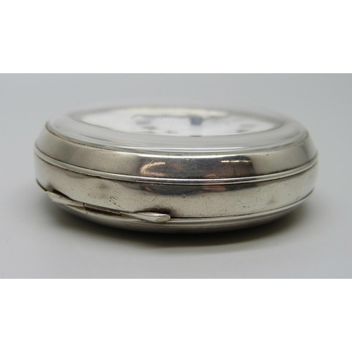 988 - A Hebdomas Swiss 8 day silver pocket watch, London import mark, 1917