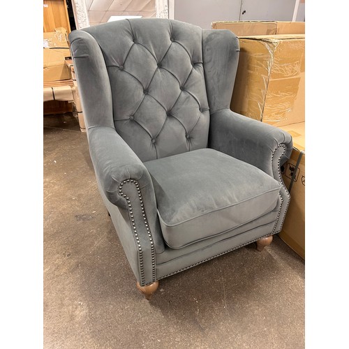 3103 - A Buckingham wing chair in Pewter *This lot is subject to VAT