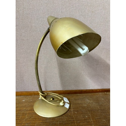 327 - A gold coloured metal desk lamp