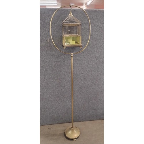 280 - A gilt metal birdcage on stand