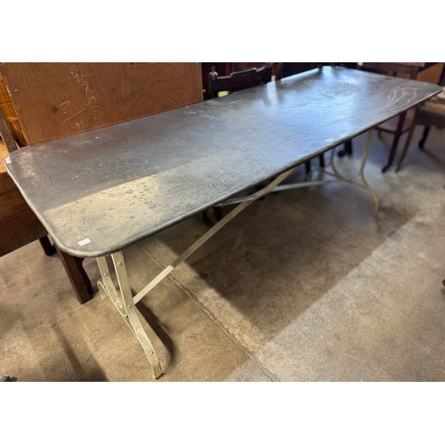 262 - An industrial zinc topped table