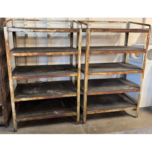 266 - A pair of industrial metal shelving units