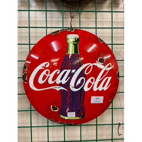 343 - An enamelled metal Coca-Cola advertising sign