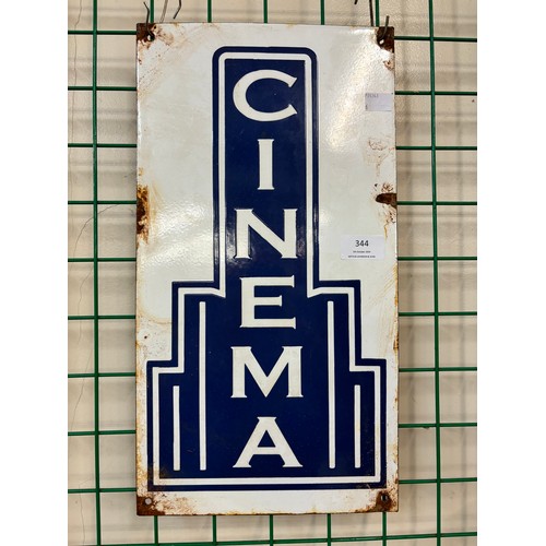 344 - An Art Deco style enamelled metal Cinema sign